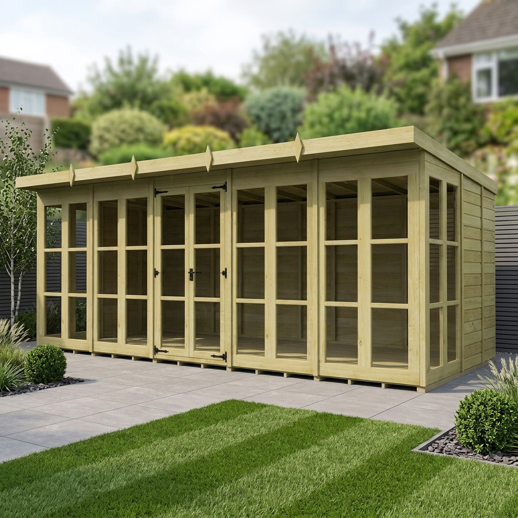 20 x 9 Georgian Window Pent Summer House