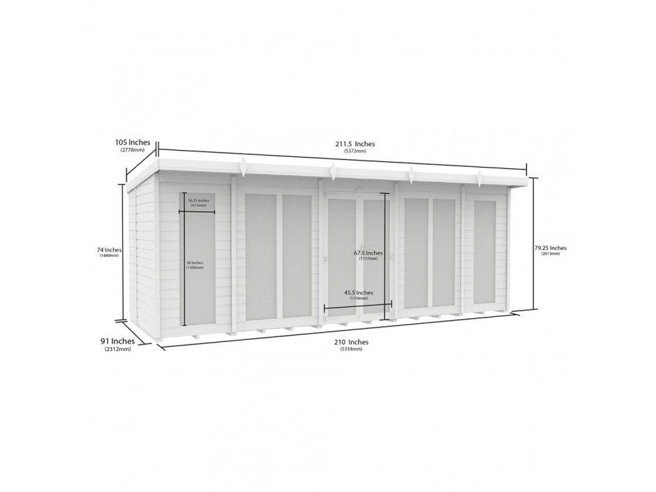 18 x 8 Pent Summer House (Full Height Window)