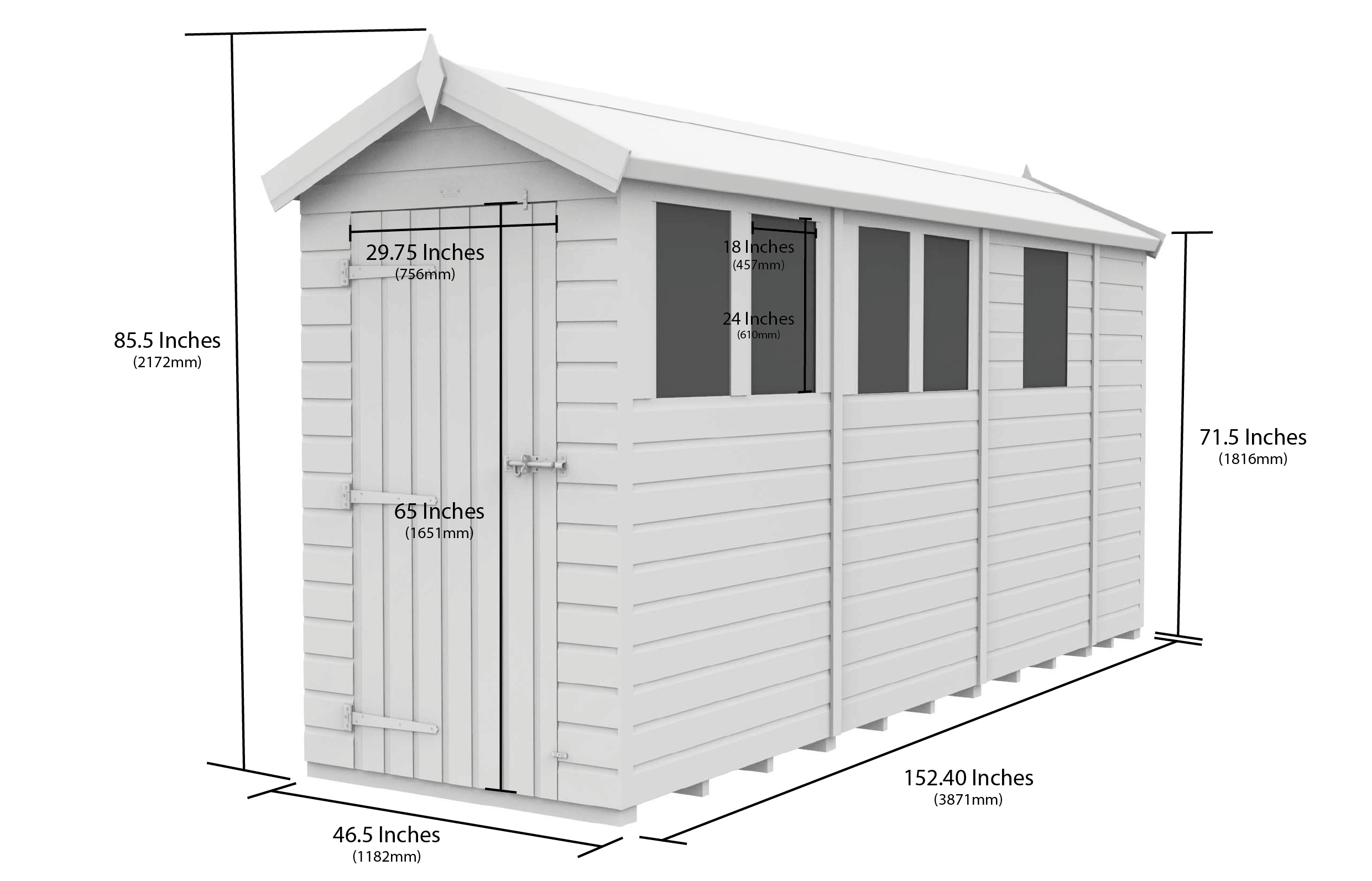 4 x 13  Apex Security Shed