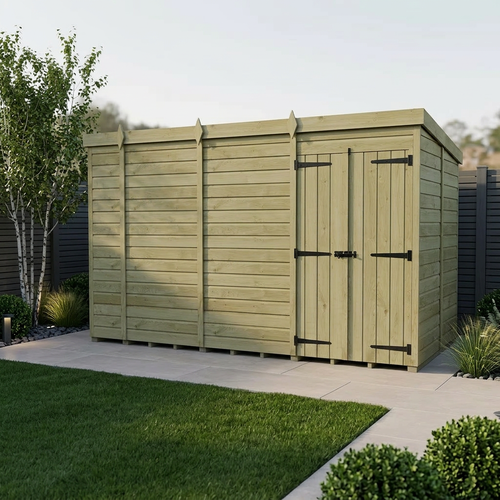 14 x 10 Pent Shed (Double Door, No Windows)