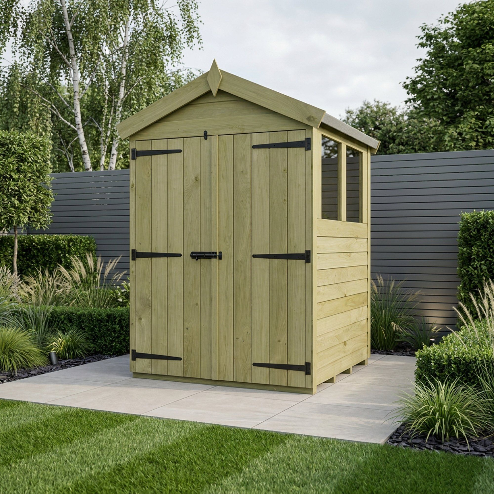 4 x 4 Apex Shed (Double Door, With Windows)