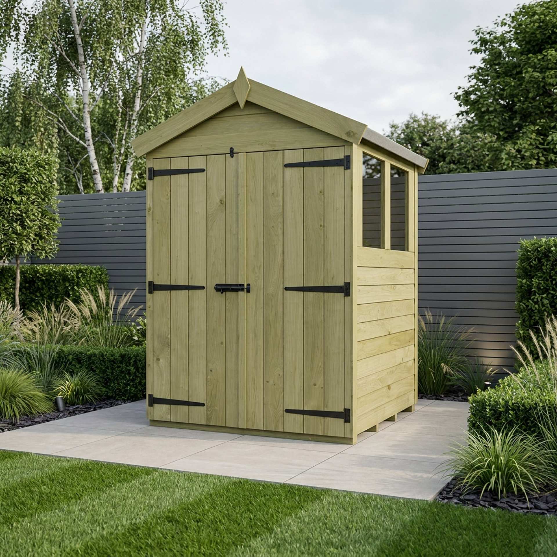 4 x 4 Apex Shed (Double Door, With Windows)