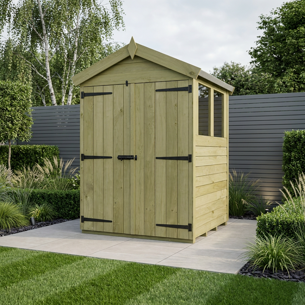 4 x 4 Apex Shed (Double Door, With Windows)