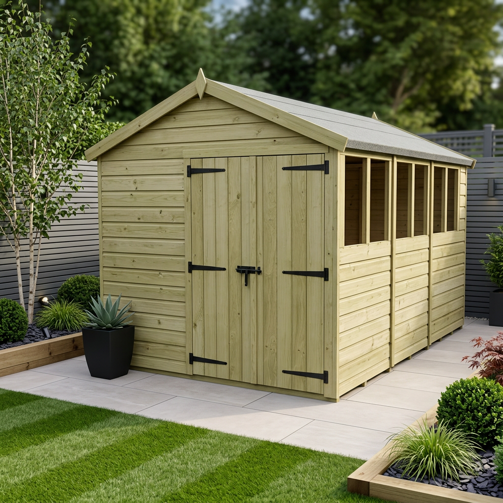 8 x 14 Apex Shed (Double Door, With Windows)