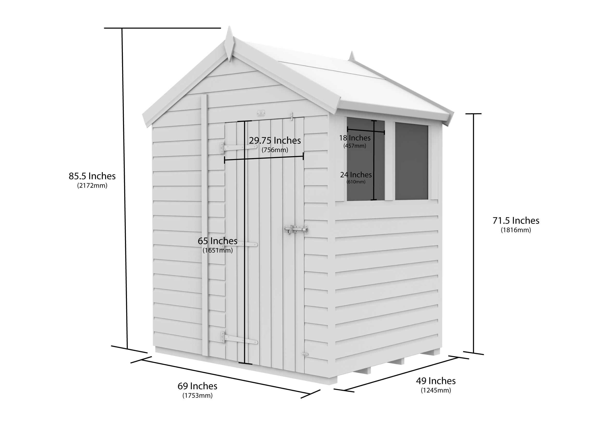 6 x 4 Apex Shed (Single Door, No Windows)