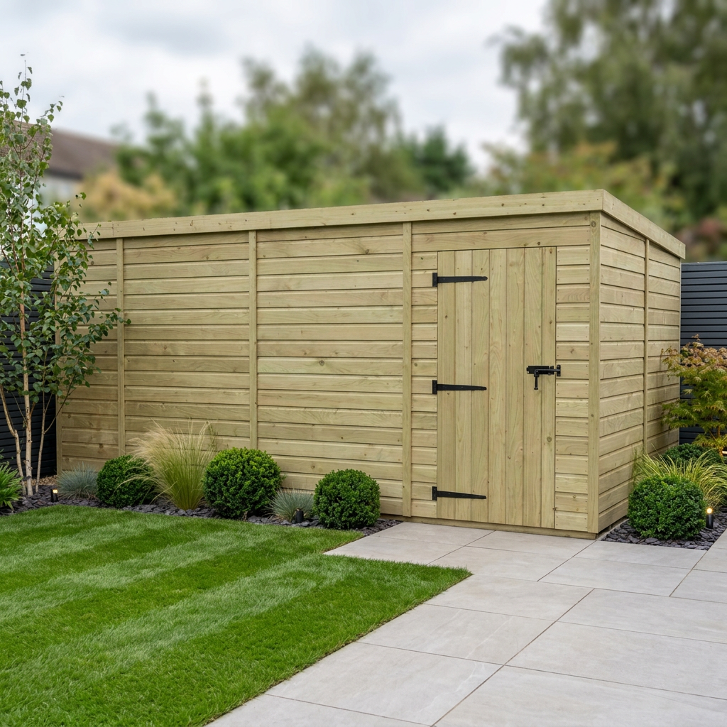 15 x 8 Pent Shed (Single Door, No Windows)