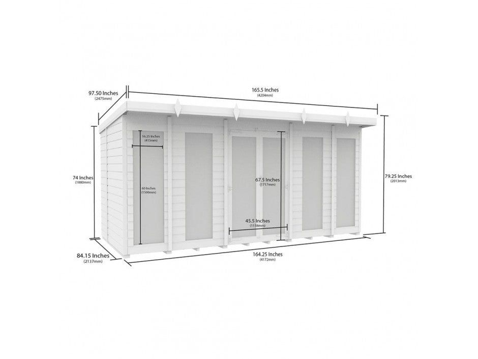 14 x 7 Pent Summer House (Full Height Window)