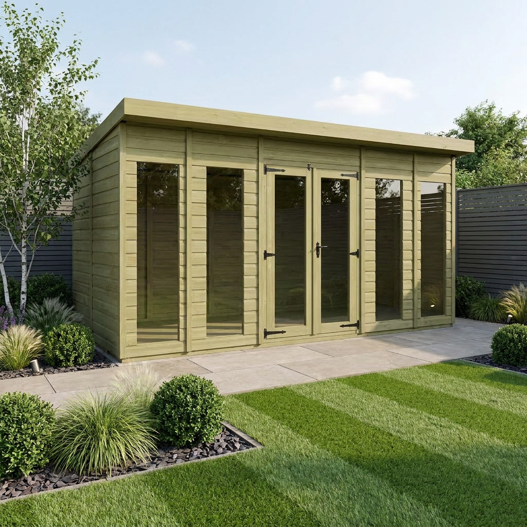 14 x 7 Pent Summer House (Full Height Window)