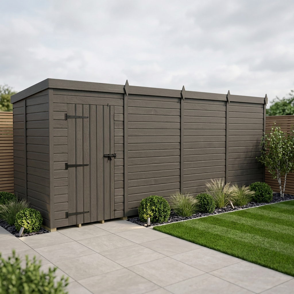 18x5 Pent Composite Shed (Single Door, No Windows)