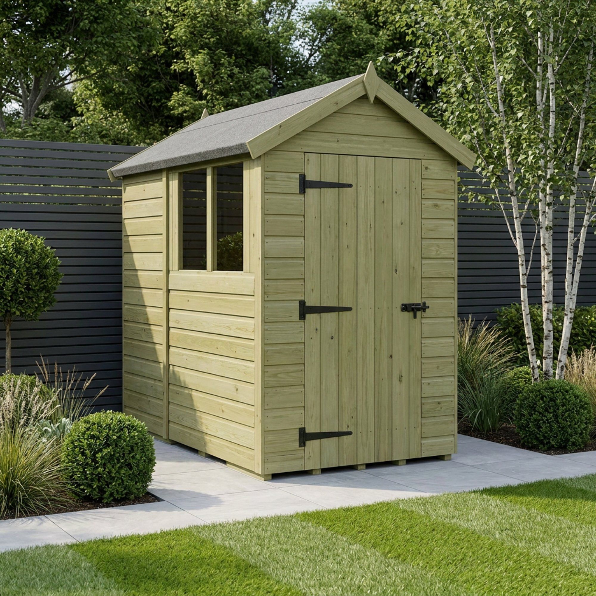 4 x 7 Apex Shed (Single Door, With Windows)