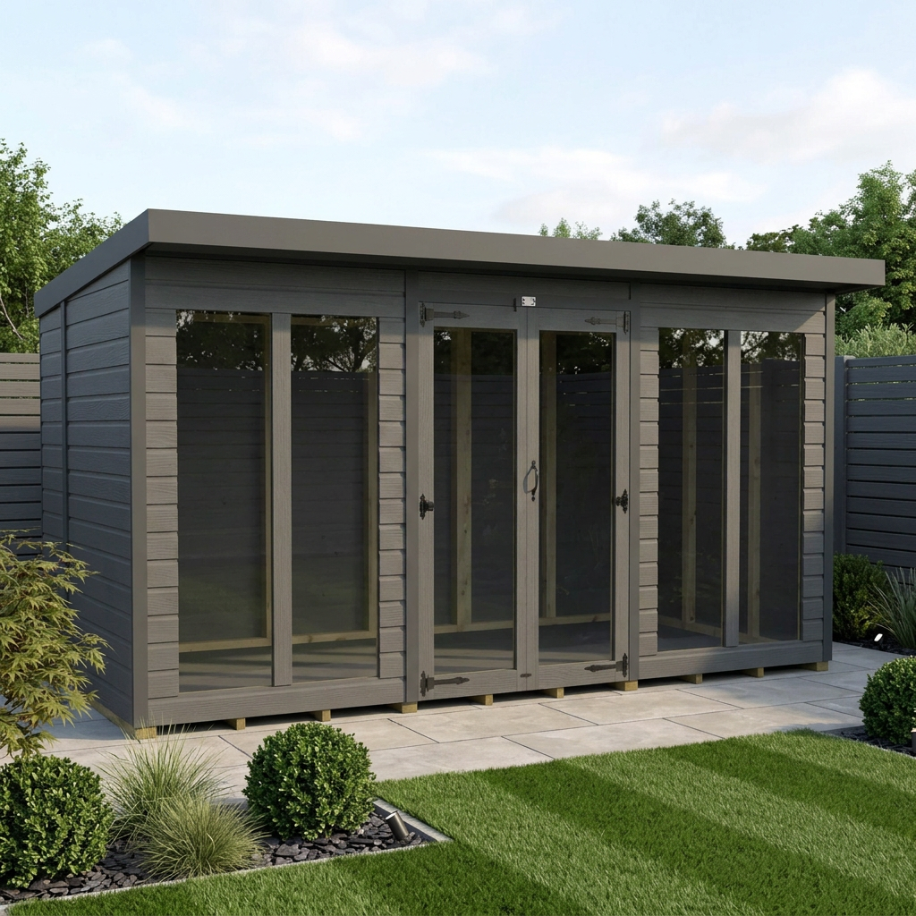 12x6 Composite Pent Full Height Summer House