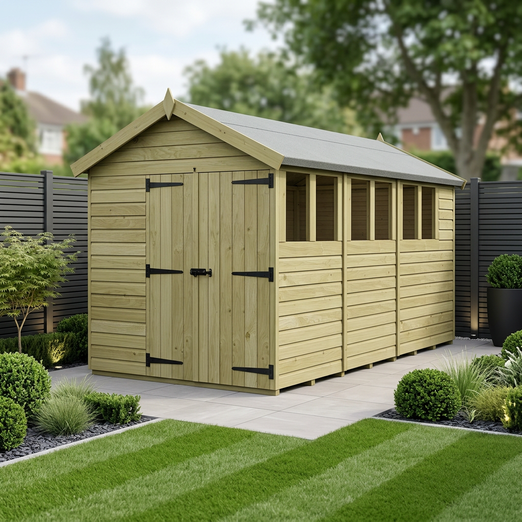 7 x 14 Apex Shed (Double Door, With Windows)