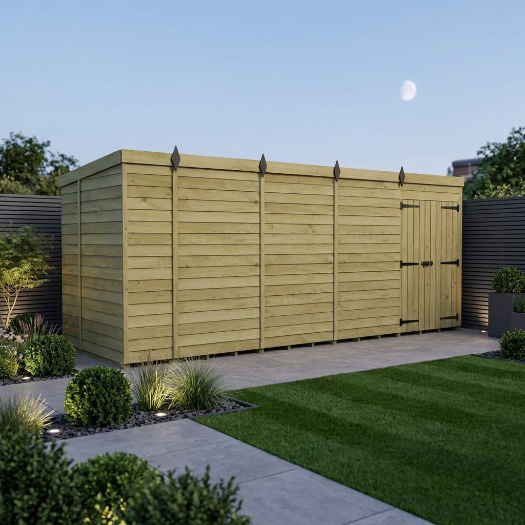 17 x 5 Pent Shed (Double Door, No Windows)