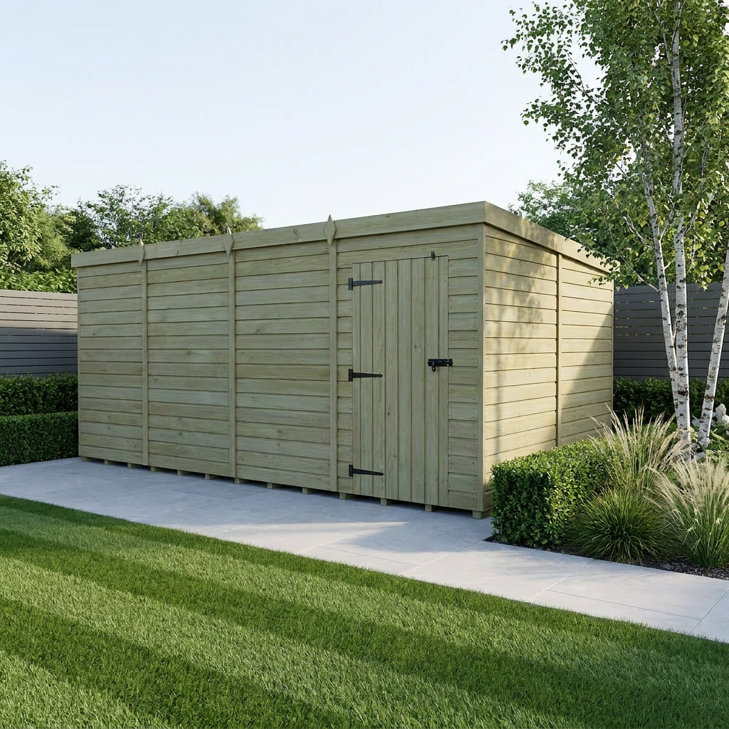 16 x 10 Pent Shed (Single Door, No Windows)