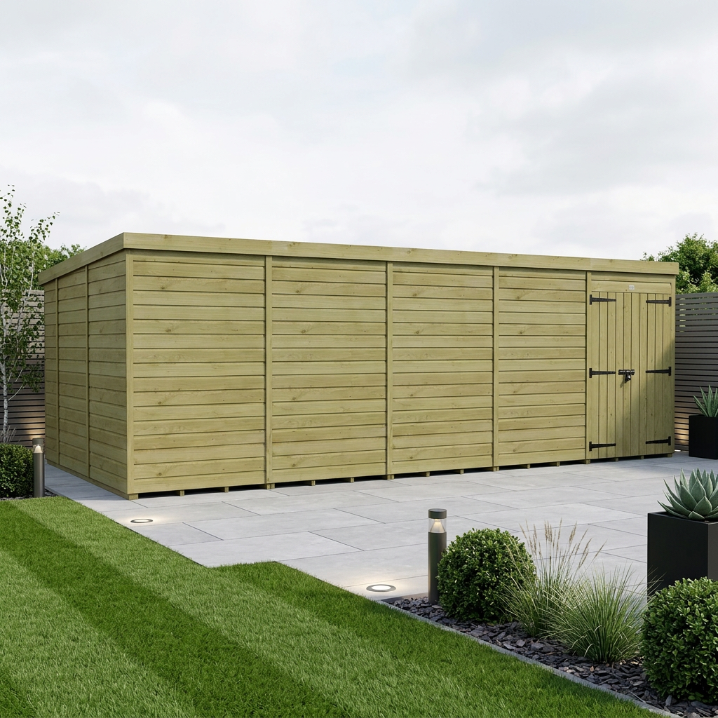20 x 10 Pent Shed (Double Door, No Windows)