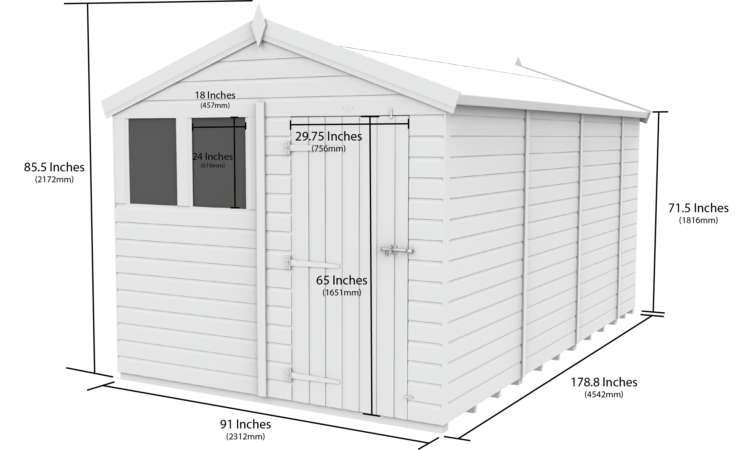 8 x 15  Apex Security Shed