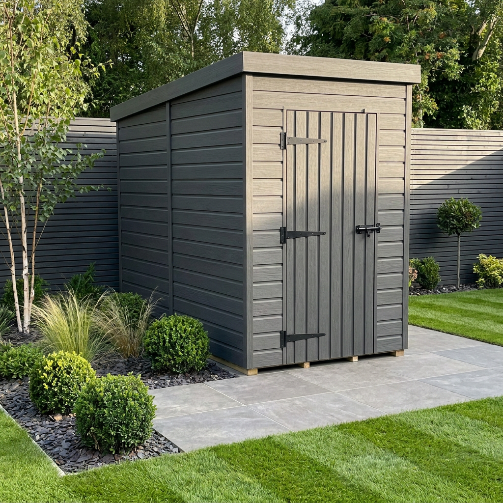 4x8 Pent Composite Shed (Single Door, No Windows)