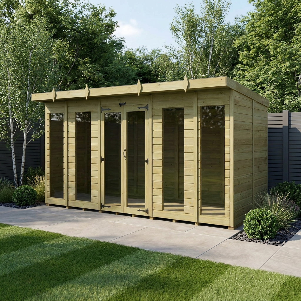14 x 5 Pent Summer House (Full Height Window)