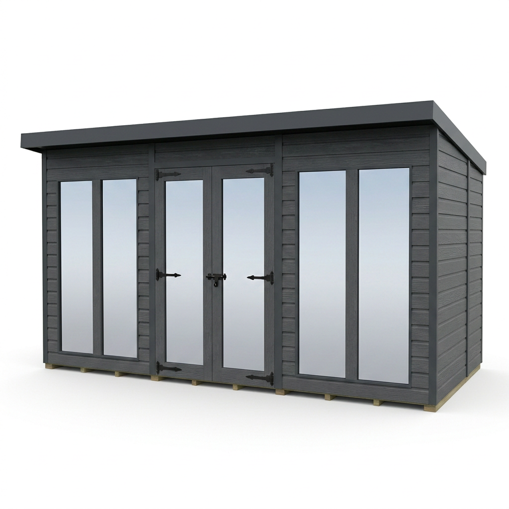 12x10 Composite Pent Full Height Summer House