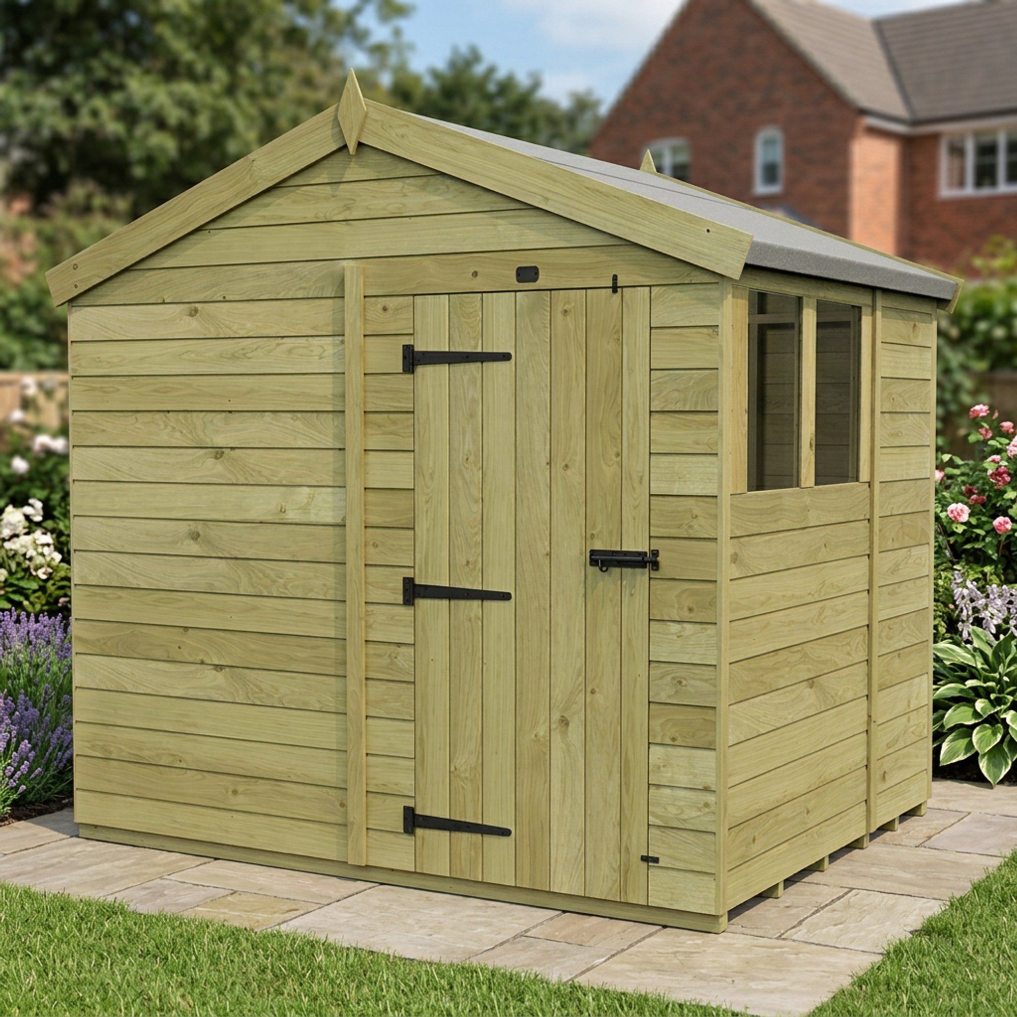 7 x 8 Apex Shed (Single Door, With Windows)