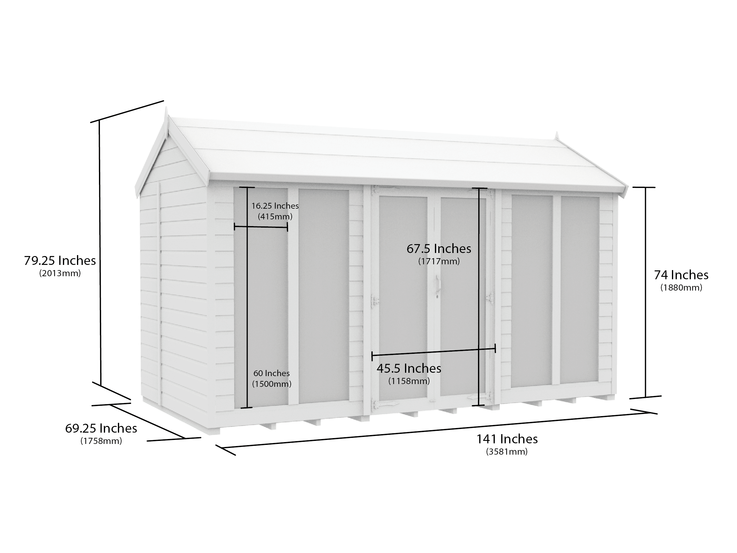 12 x 6 Apex Summer House (Full Height Window)
