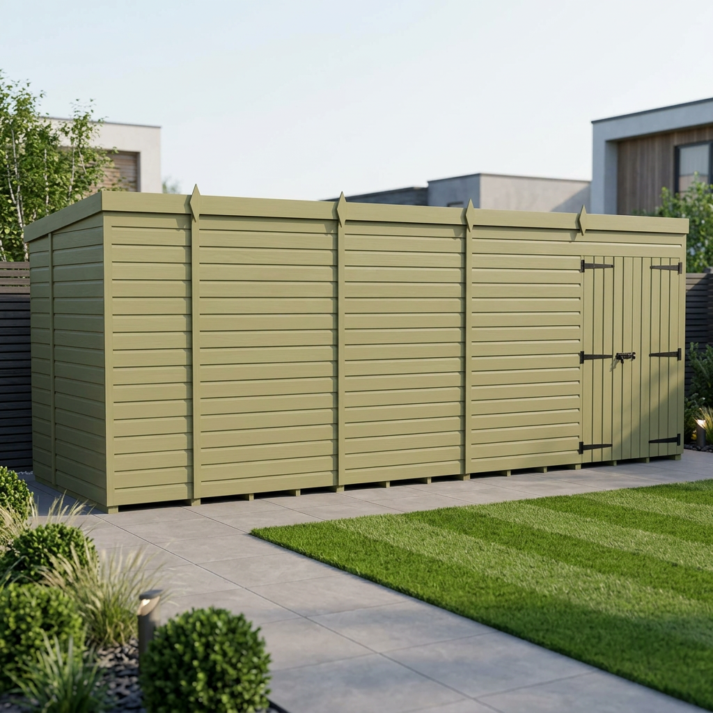 20 x 5 Pent Shed (Double Door, No Windows)