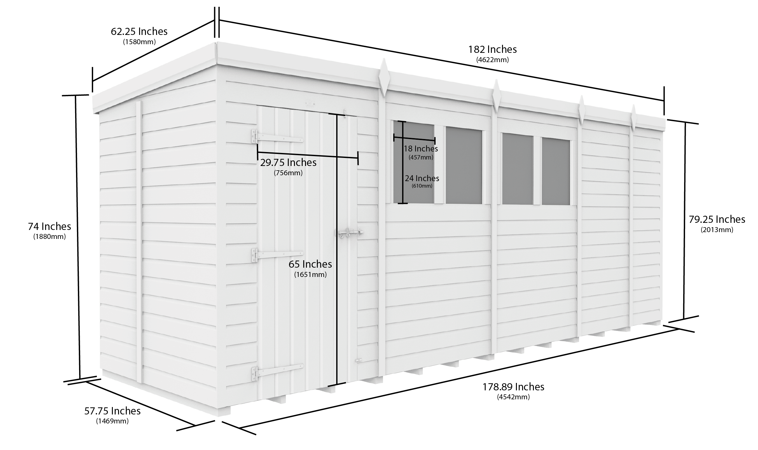 17 x 5 Security Pent Shed