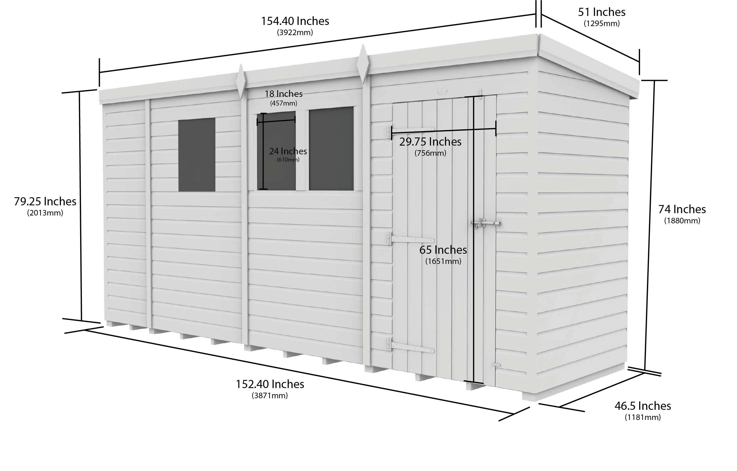 13 x 4 Security Pent Shed