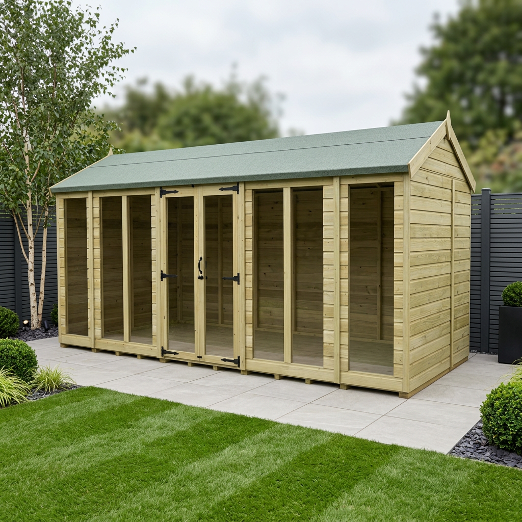 16 x 5 Apex Summer House (Full Height Window)