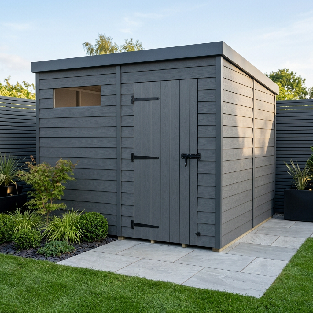 7x8 Composite Pent Security Shed