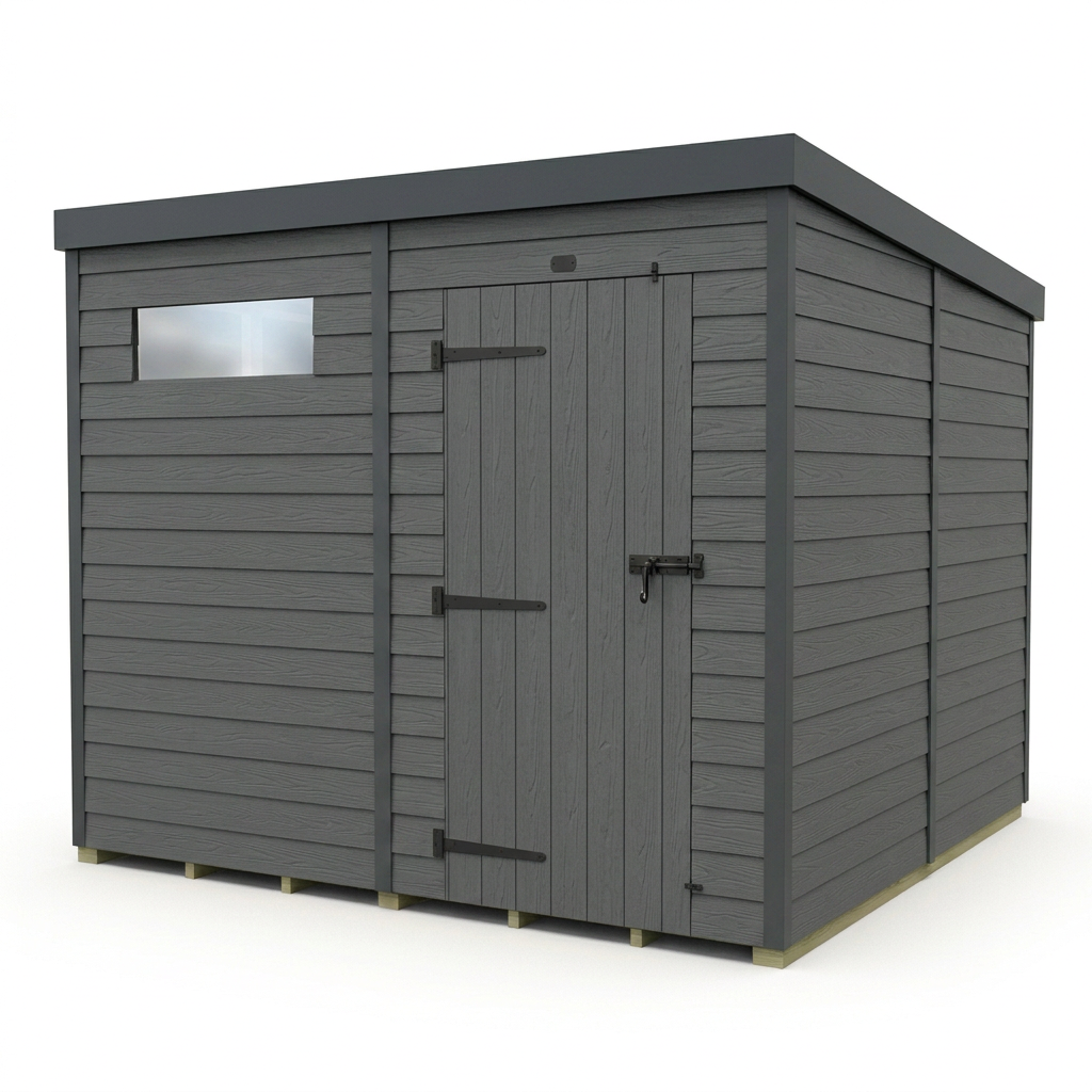 7x8 Composite Pent Security Shed