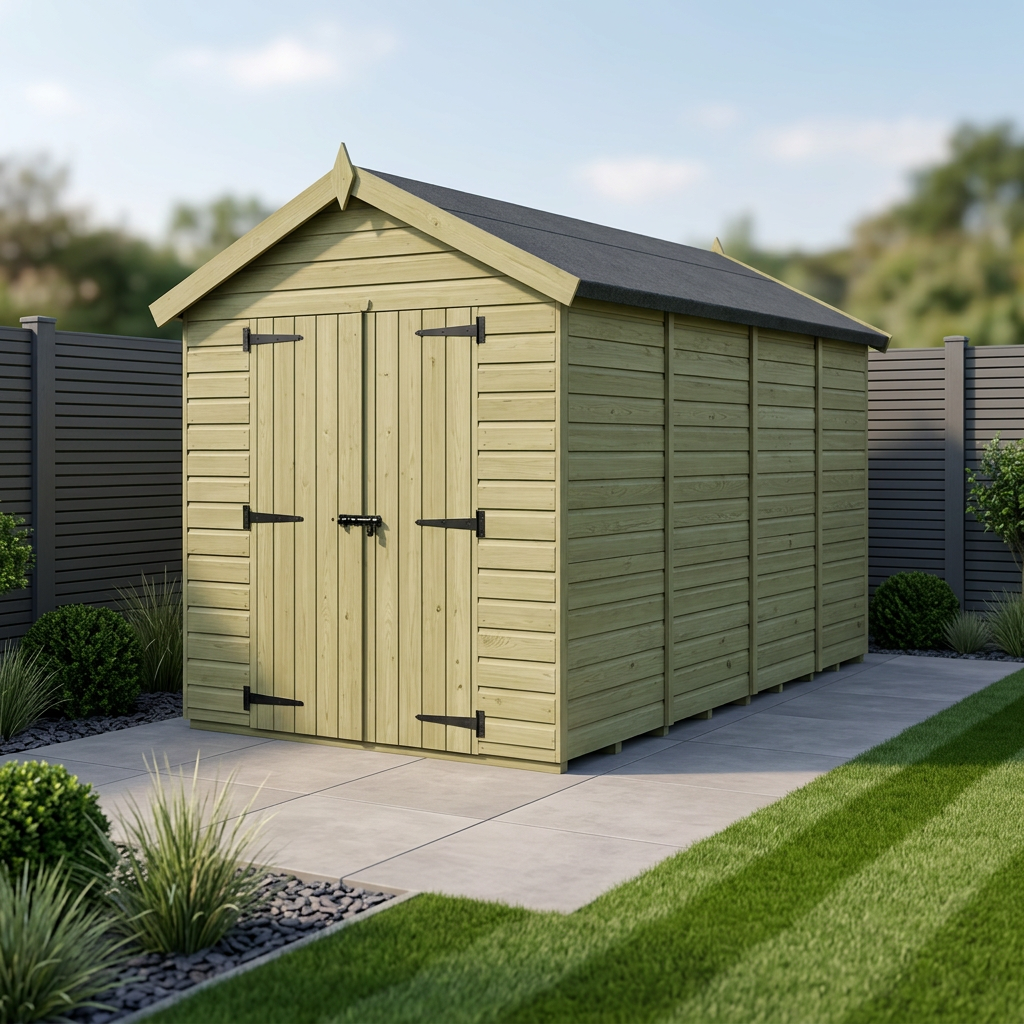 6 x 15 Apex Shed (Double Door, No Windows)