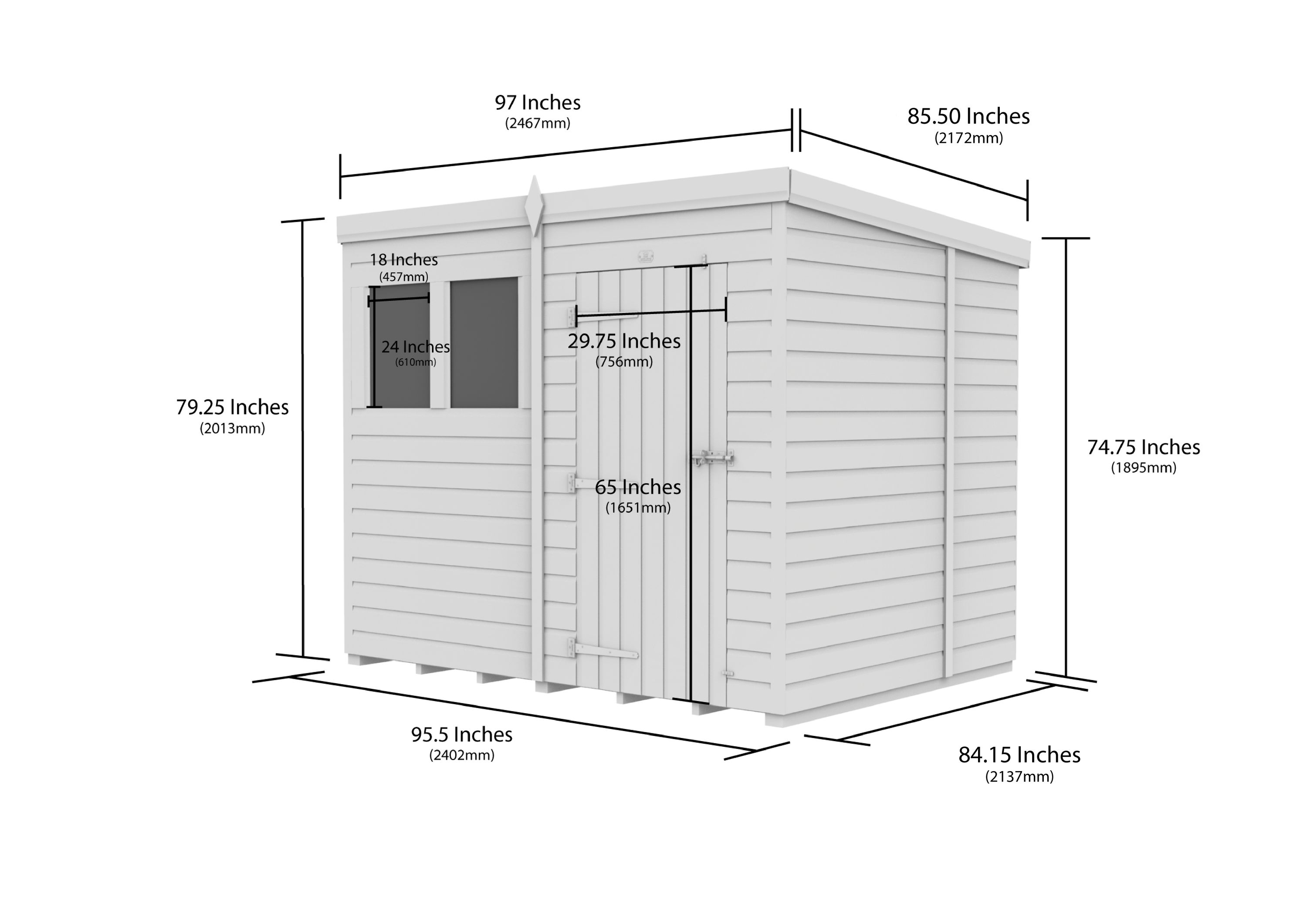 8 x 7 Security Pent Shed