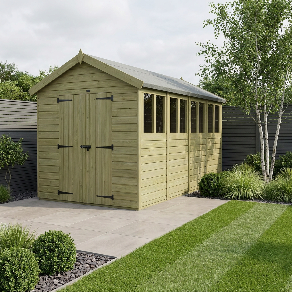 6 x 16 Apex Shed (Double Door, With Windows)
