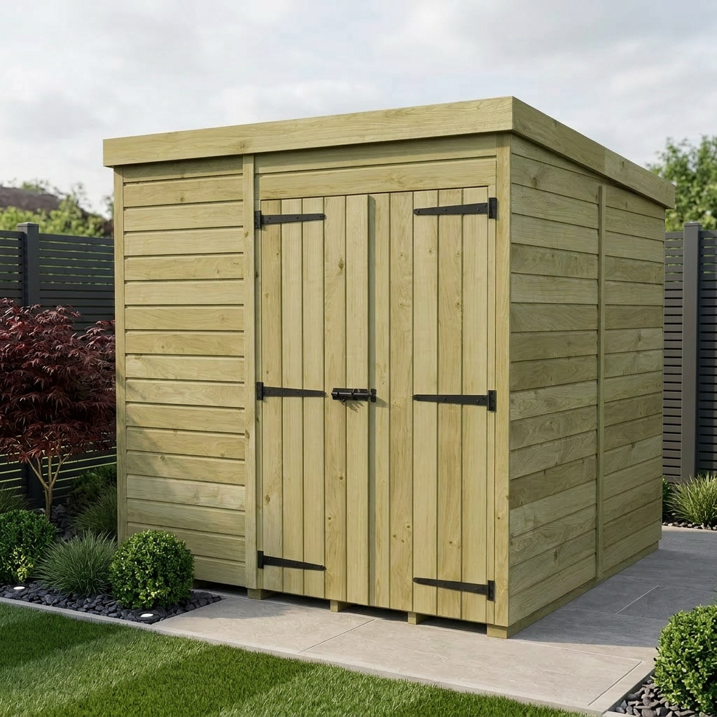 8 x 7 Pent Shed (Double Door, No Windows)