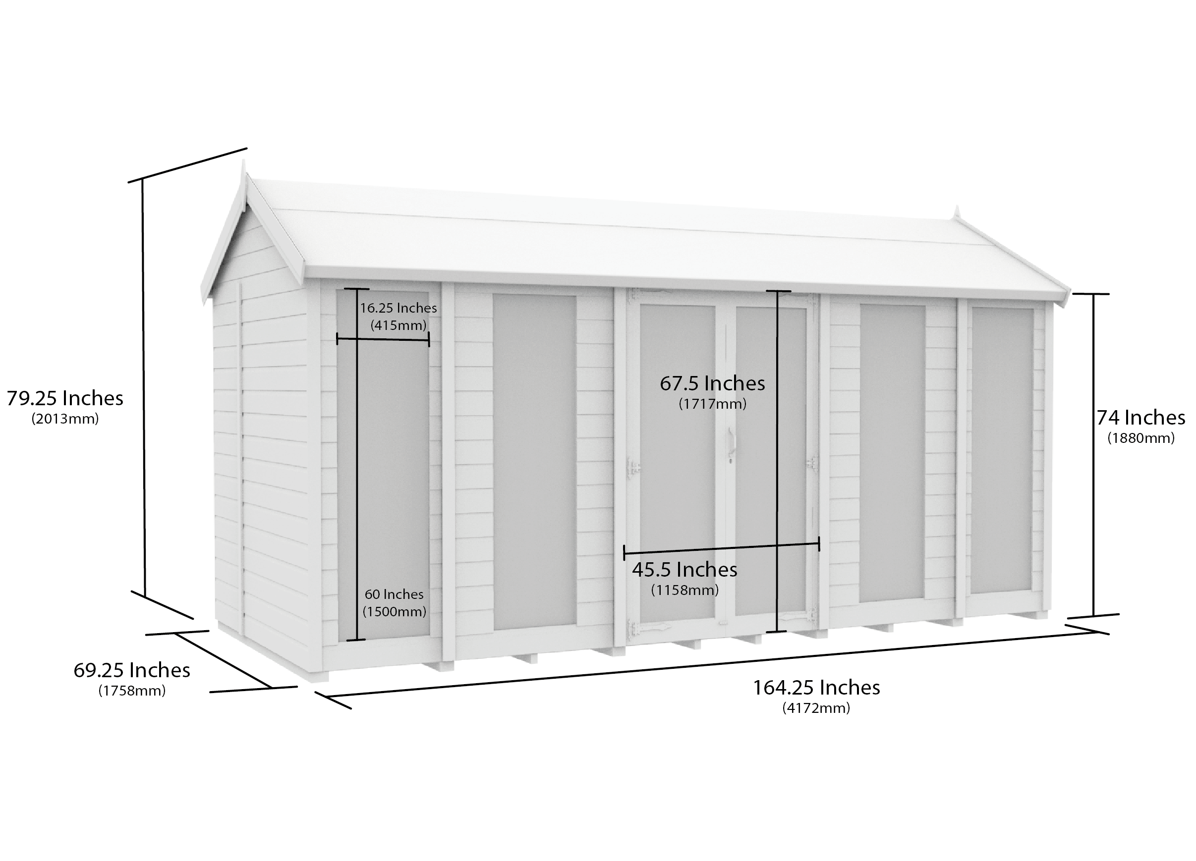 14 x 6 Apex Summer House (Full Height Window)
