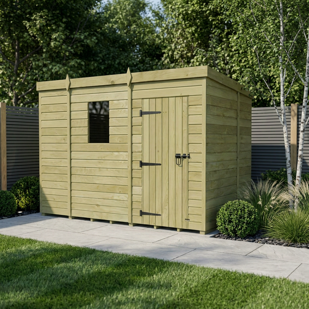 9 x 6 Pent Shed (Single Door, With Windows)