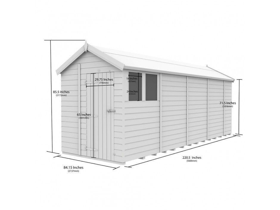7 x 19 Apex Shed (Single Door, With Windows)