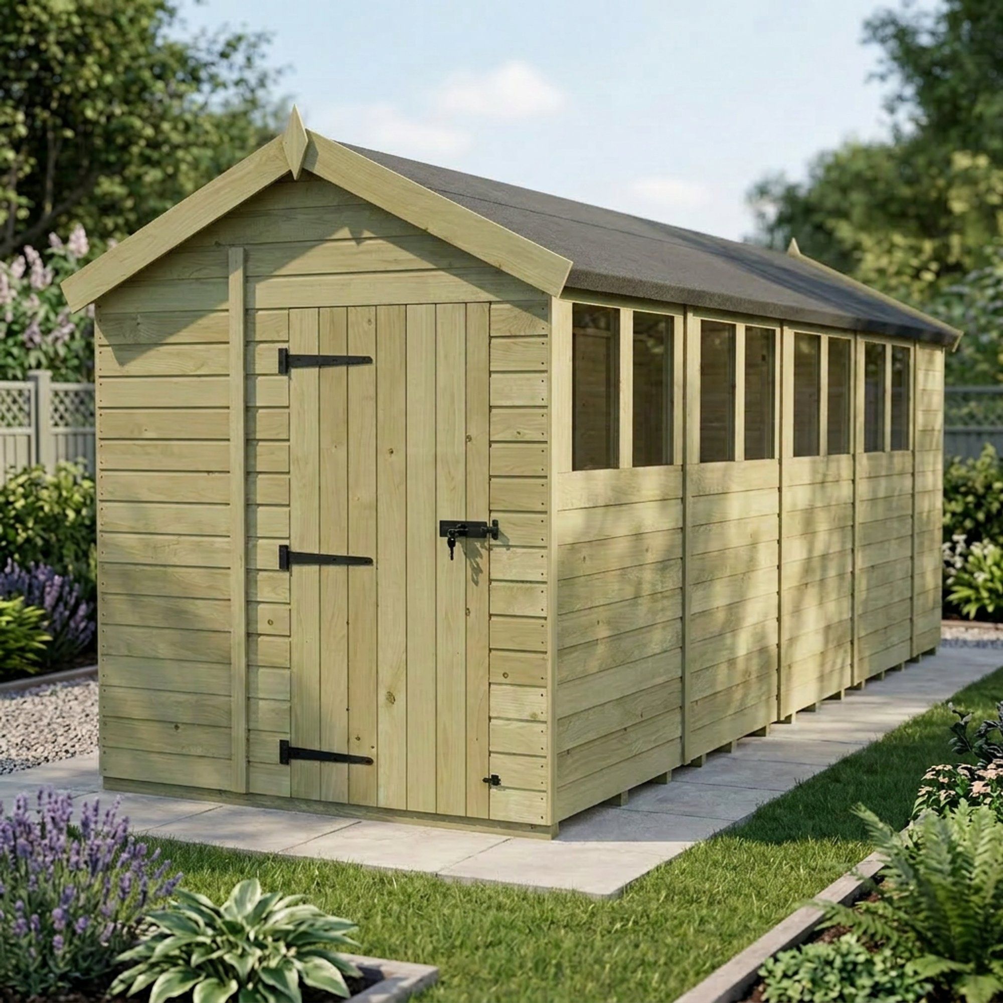 7 x 19 Apex Shed (Single Door, With Windows)
