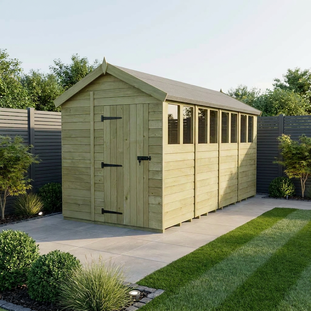7 x 19 Apex Shed (Single Door, With Windows)