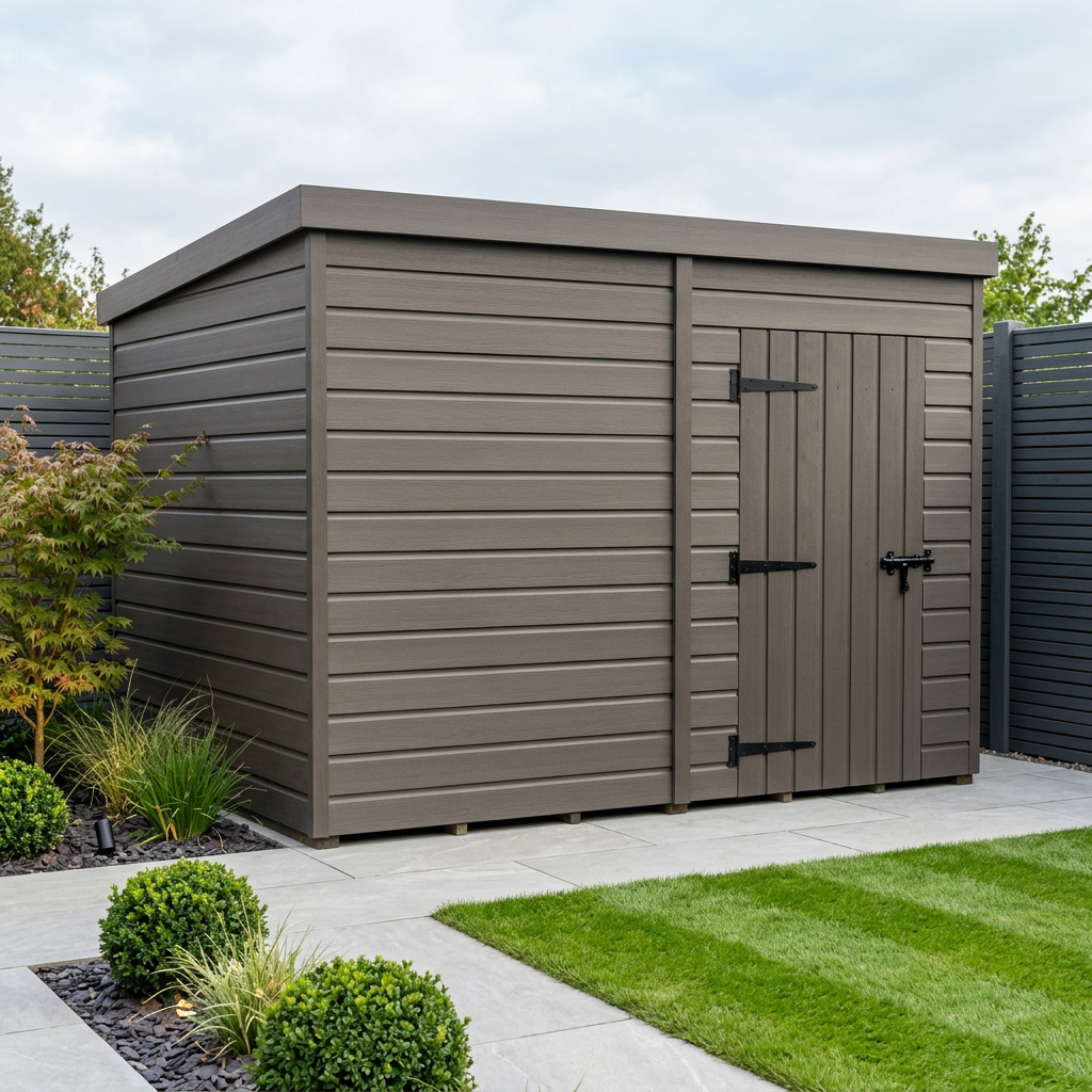 8x7 Pent Composite Shed (Single Door, No Windows)