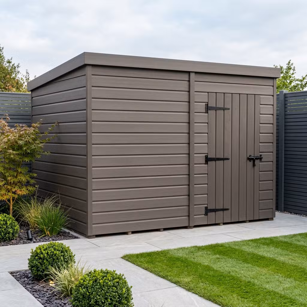 8x7 Pent Composite Shed (Single Door, No Windows)