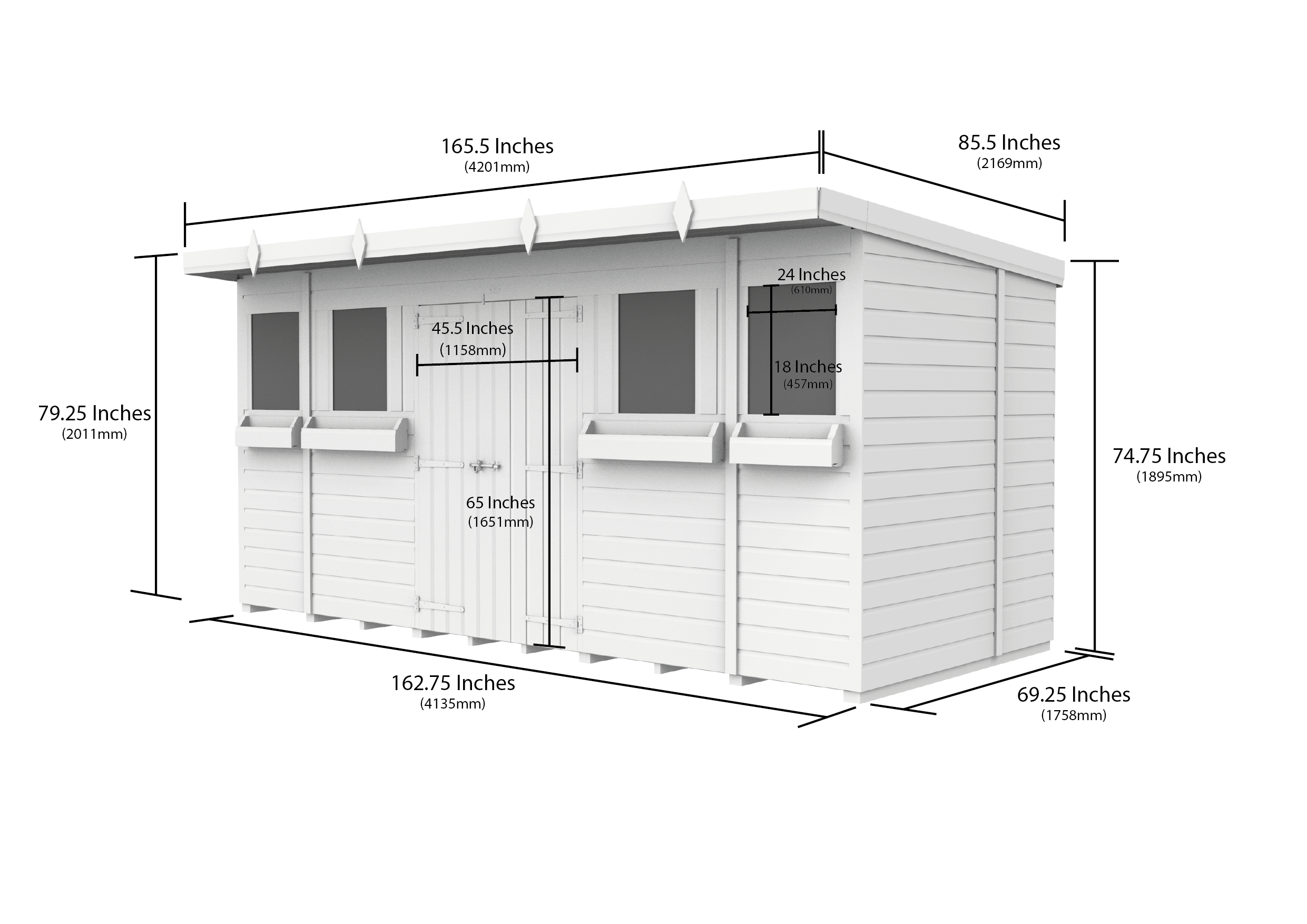 14 x 6 Pent Summer Shed