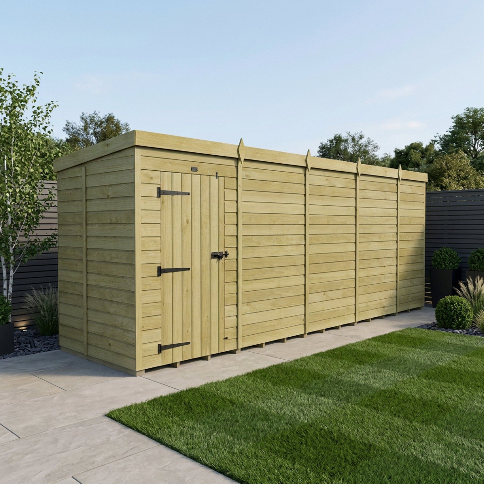 19 x 5 Pent Shed (Single Door, No Windows)
