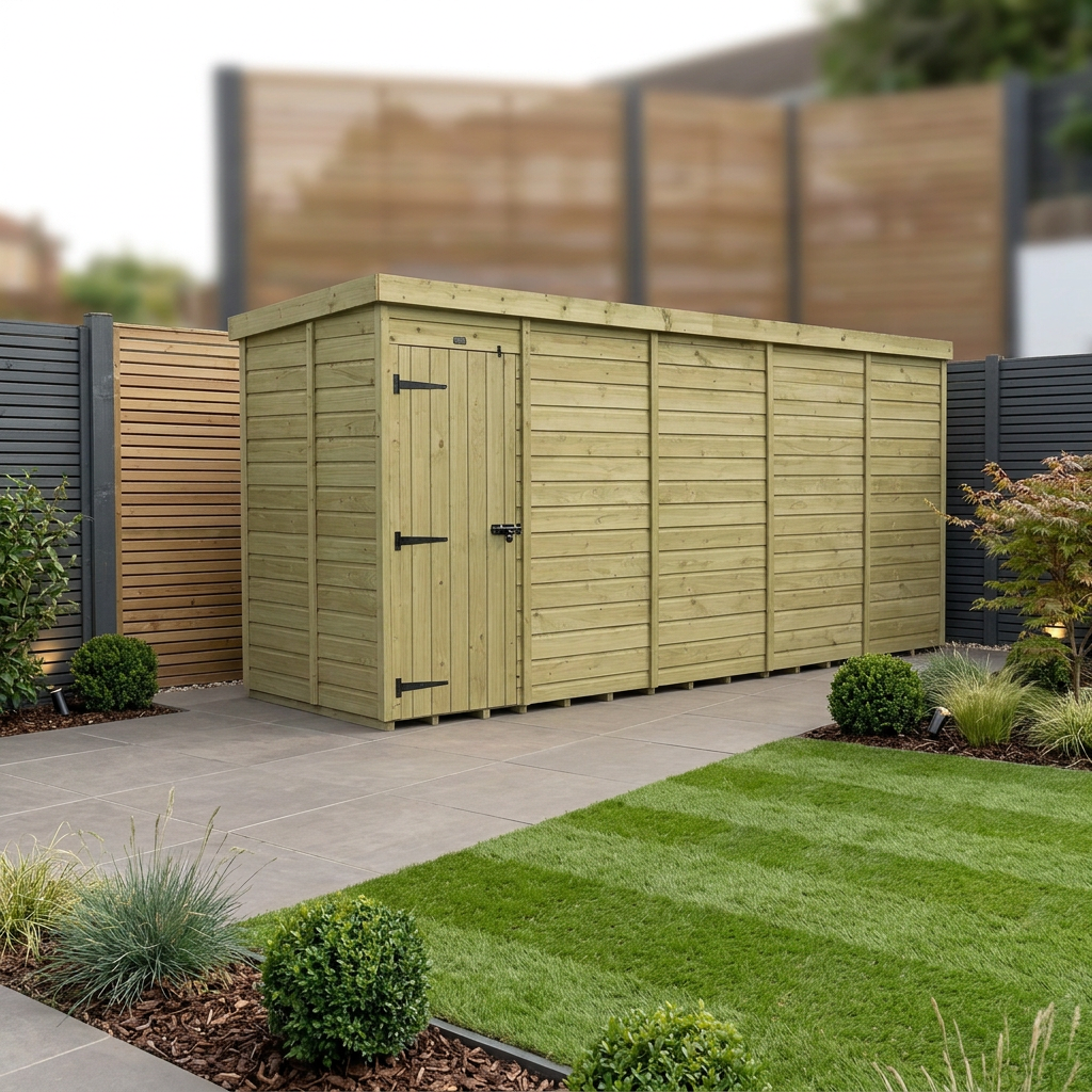 19 x 5 Pent Shed (Single Door, No Windows)