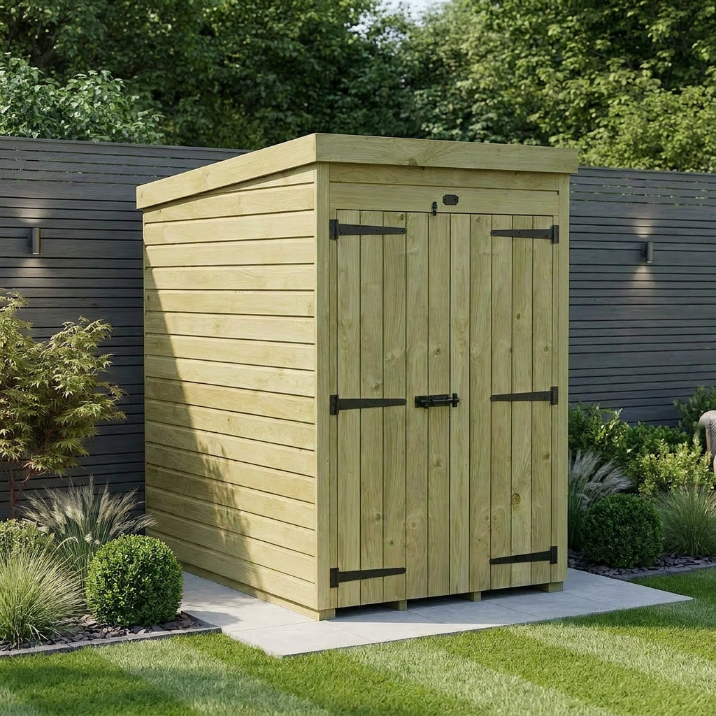 4 x 6 Pent Shed (Double Door, No Windows)