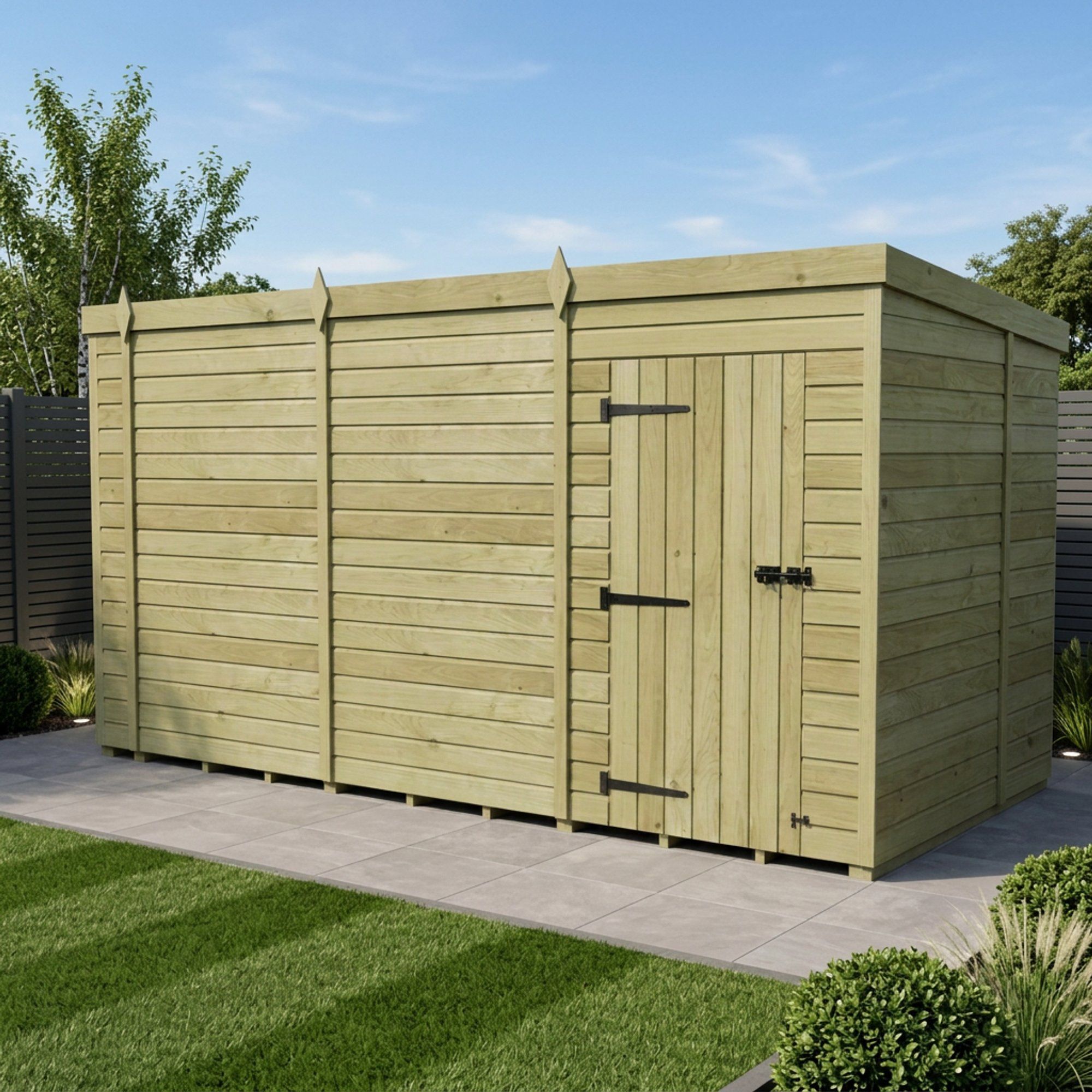13 x 7 Pent Shed (Single Door, No Windows)