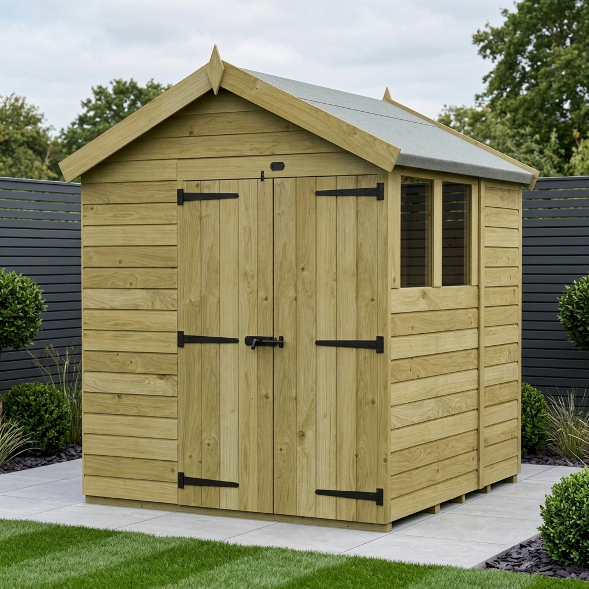 6 x 7 Apex Shed (Double Door, With Windows)