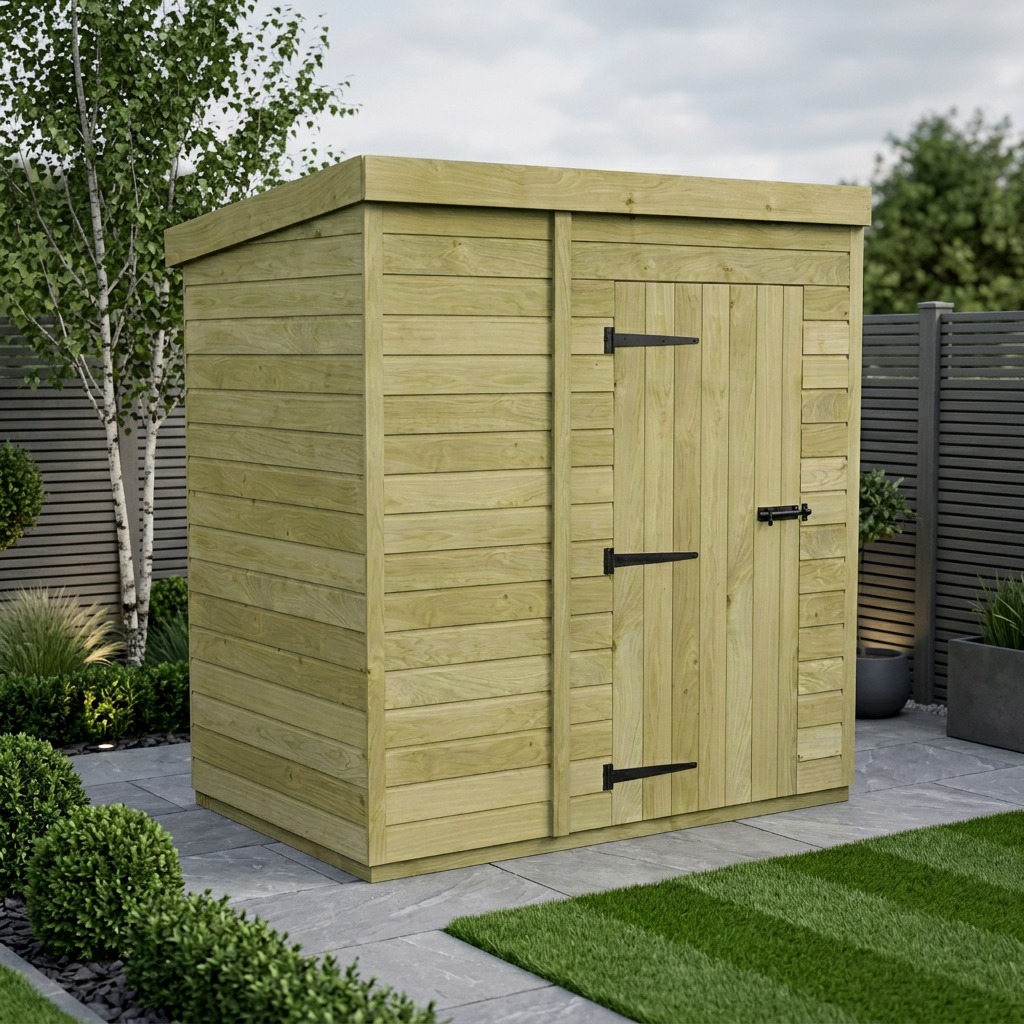 7 x 4 Pent Shed (Single Door, No Windows)