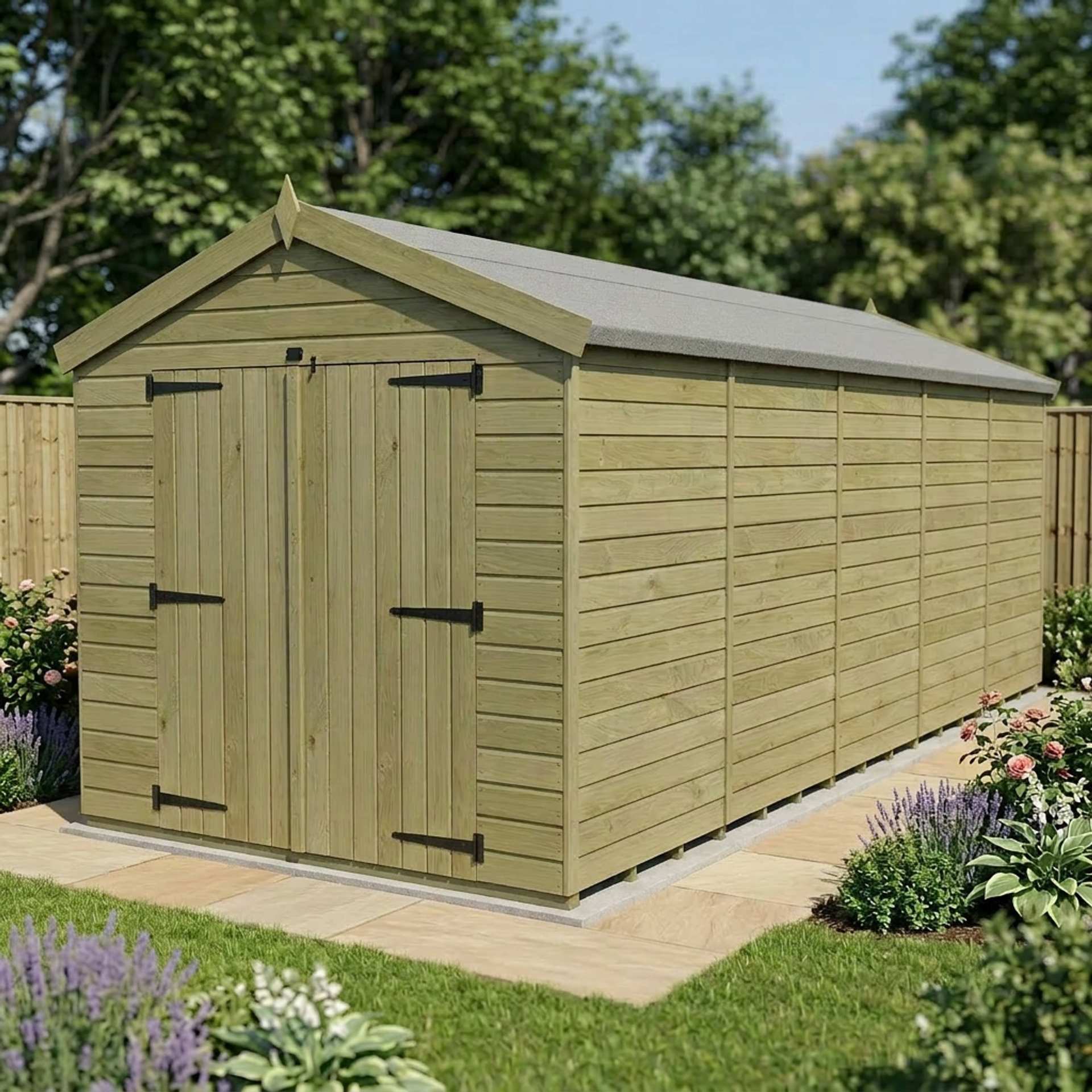 8 x 20 Apex Shed (Double Door, No Windows)